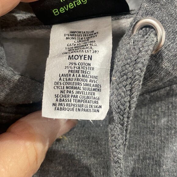 Monster Energy Hoodie in grey, Y2K, long sleeve, 2002, men's Medium. - Picture 8 of 9